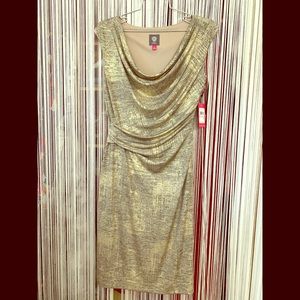 Vince Camuto Gold Draped Dress
